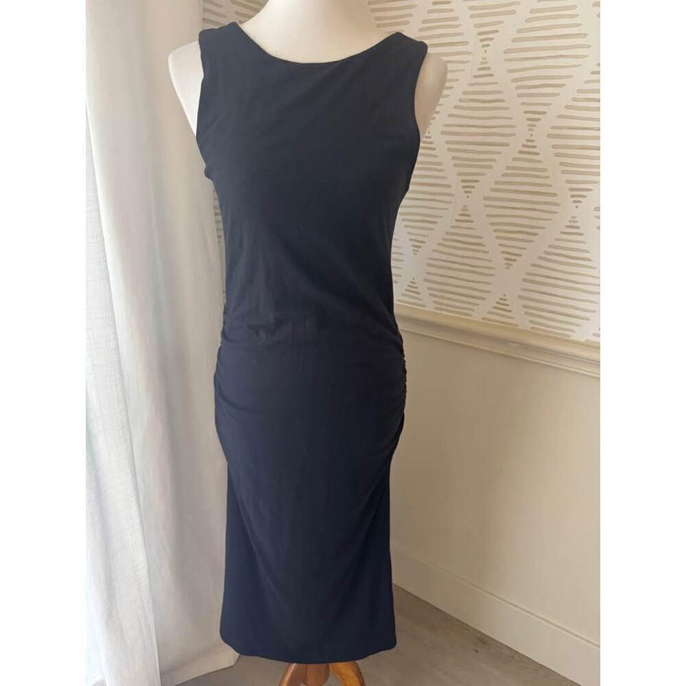 Athleta Women’s Medium Black Ruched Sides Midi Dress